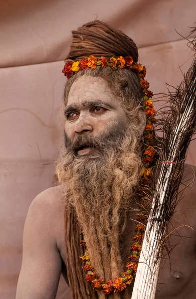 Prayagraj Uttar Pradesh Indie Circa Únor 2019 Indický Naga Sadhu — Stock fotografie