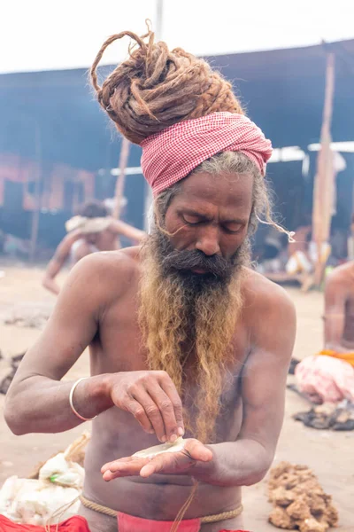 Prayagraj Uttar Pradesh India Circa Febrero 2019 India Naga Sadhu — Foto de Stock