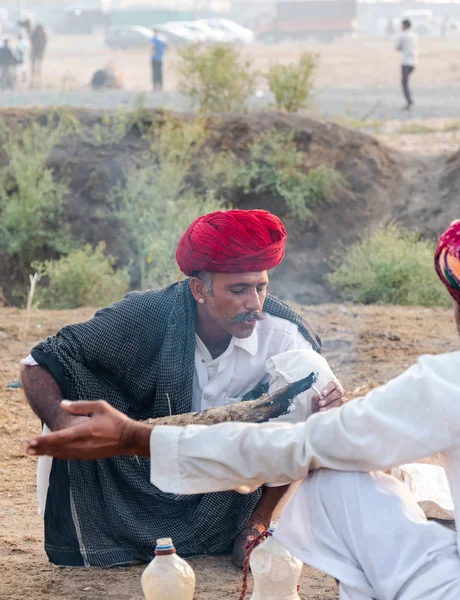 Pushkar Rajasthan India November 2019 Portrait Rajasthani Camel Trader Colorful — Zdjęcie stockowe