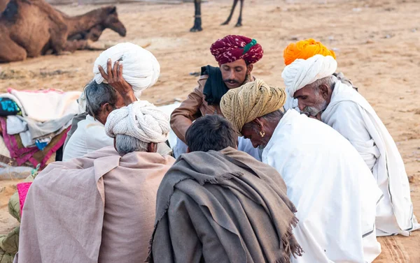 Pushkar Rajasthan Indien November 2019 Pushkar Kamelmesse 2019 Einheimische — Stockfoto