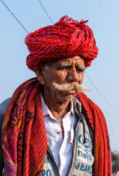 Pushkar Rajasthan India November 2019 Portrait Rajasthani Camel Owner Trader — Zdjęcie stockowe