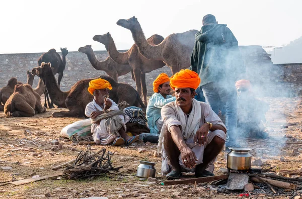Pushkar Rajasthan Indie Listopad 2019 Indiáni Veletrhu Pushkar Velbloudů 2019 — Stock fotografie
