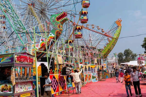 Pushkar Rajastán India Noviembre 2019 Paseos Que Utilizan Feria Pushkar — Foto de Stock
