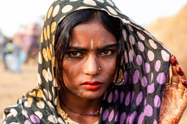 Pushkar Rajasthan India November 2019 Pushkar Kamelenbeurs 2019 Lokale Vrouw — Stockfoto