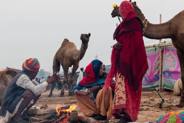 Pushkar Rajastão Índia Novembro 2019 Povo Aldeia — Fotografia de Stock