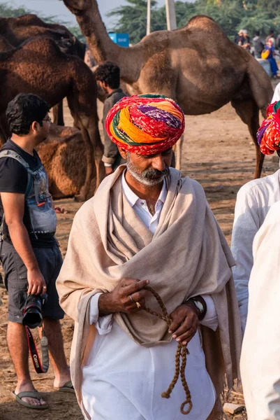 Pushkar Rajasthan Ινδία Νοέμβριος 2019 Ινδικός Λαός Pushkar Καμήλα Δίκαιη — Φωτογραφία Αρχείου