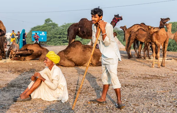 Pushkar Rajasthan India Novembre 2019 Ritratto Vecchio Rajasthan Che Fuma — Foto Stock