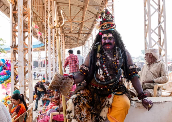 Pushkar Rajasthan India 2019 November Indián Férfi Tolókaron Teve Vásár — Stock Fotó