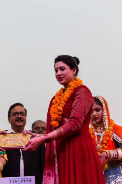 Bikaner, Rajasthan / India - January 2019 : Participants in various activities getting honored by authorities during camel festival