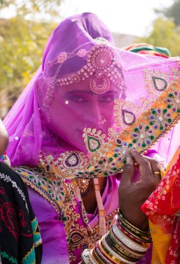 Bikaner, Rajasthan / India - January 2019 : Portrait of people from rajasthan camel festival