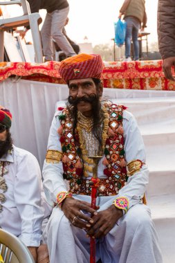 Bikaner, Rajasthan / India - January 2019 :  people on bikaner camel fair