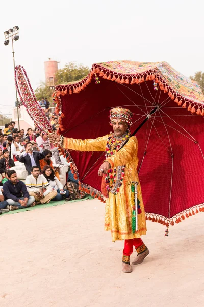 Bikaner Rajasthan India January 2019 Artist Participating Fancy Dress Competition — стокове фото