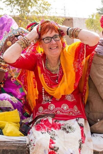 Bikaner Rajasthan India January 2019 Portrait Woman Traditional Rajastahni Dress — Stock Photo, Image