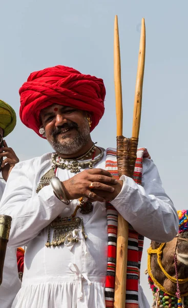 Bikaner Rajasthan Índia Janeiro 2019 Retrato Homem Rajput Bikaner Vestido — Fotografia de Stock