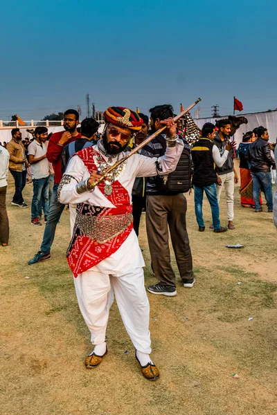 Bikaner Rajasthan Índia Janeiro 2019 Pessoas Feira Camelos Bikaner — Fotografia de Stock