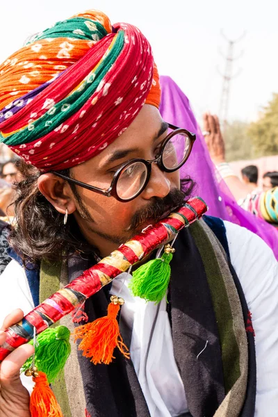 Bikaner Rajasthan India January 2019 Artist Performing Folk Music Traditional — Stock fotografie