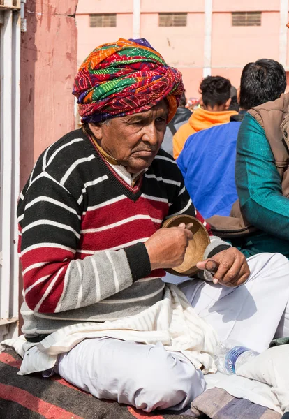 Bikaner Rajasthan India January 2019 Artist Performing Folk Music Traditional — стокове фото