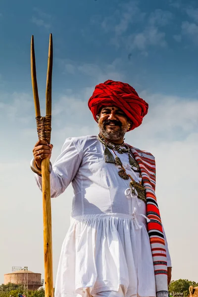 Bikaner Rajasthan Inde Janvier 2019 Portrait Peuple Rajasthani Bikaner Tenue — Photo