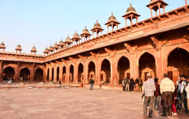 Fatehpur Sikri, Uttar Pradesh / Hindistan - Aralık 2018: Tac City agra Fatehpur Sikri 'de Buland Darwaza