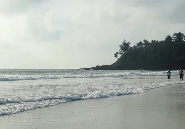 Paysage Des Plages Goa Avec Ciel Lunatique Touristes — Photo