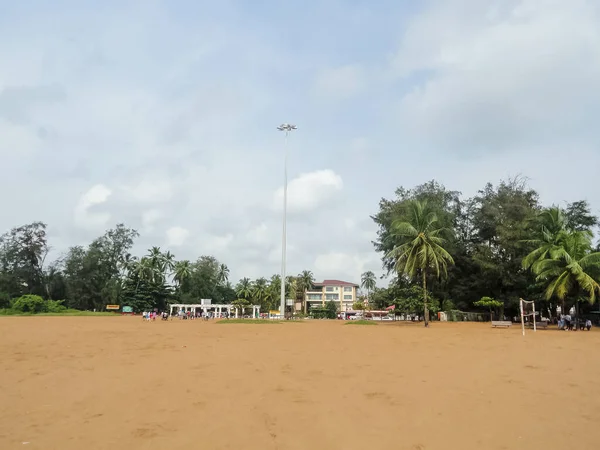 Paisagem Praias Goa Com Céu Temperamental Turistas — Fotografia de Stock