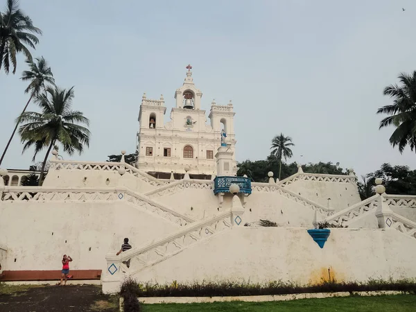 Goa Índia Janeiro 2019 Famosa Igreja Católica Indiana Histórica Goa — Fotografia de Stock