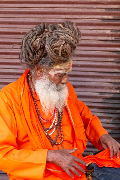 Varanasi Uttar Pradesh India April 2019 Portrait Indian Sadhu Baba — 스톡 사진