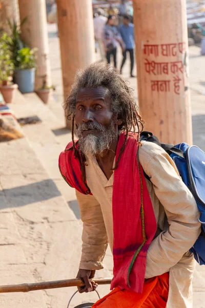 Varanasi India April 2019 Portrait Indian Sadhu Baba Varanasi City — Stock Photo, Image