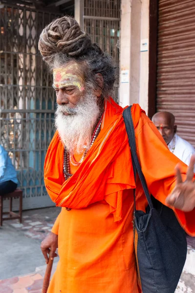 Varanasi Uttar Pradesh India April 2019 Portrait Indian Sadhu Baba — Stock Photo, Image