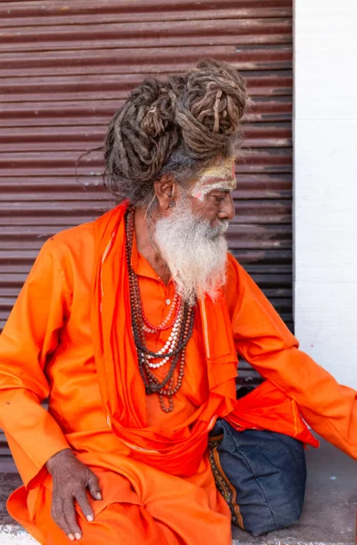 Varanasi Uttar Pradesh India April 2019 Porträtt Indiska Sadhu Baba — Stockfoto