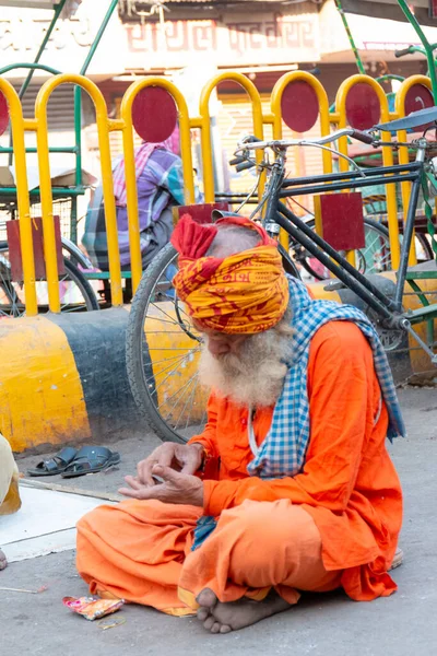 Varanasi Inde Avril 2019 Portrait Sur Baba Indien Sadhu Varanasi — Photo
