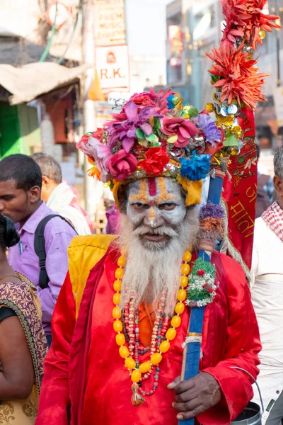 Varanasi India April 2019 Portrait Indian Sadhu Baba Varanasi City — Stock Photo, Image