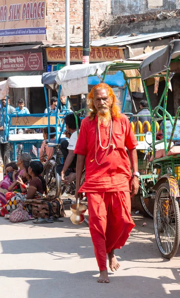 Varanasi Uttar Pradesh India Kwiecień 2019 Portret Indyjskiego Sadhu Baba — Zdjęcie stockowe
