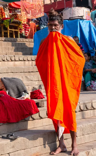 Varanasi Uttar Pradesh Indie Duben 2019 Portrét Indického Sadhu Baba — Stock fotografie