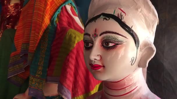 Fazendo Deusa Durga Ídolo Delhi Índia Estes Ídolos São Feitos — Vídeo de Stock