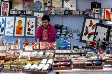 FARIDABAD, HARYANA / INDIA - Şubat 2020: Surajkund Craft Fuarına katılan esnafın esnafı