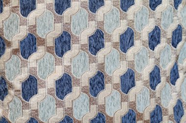 Kanepe, perdeler, halı, yastık, fular, pano için oldukça detaylı soyut mavi ve gri tekstil kumaşı