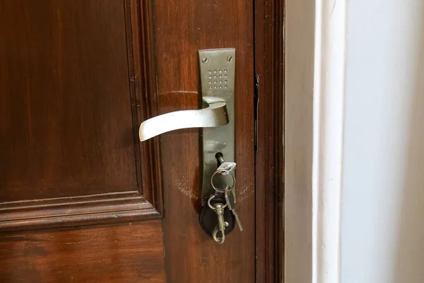 Una Manija Puerta Con Cerradura Llaves — Foto de Stock