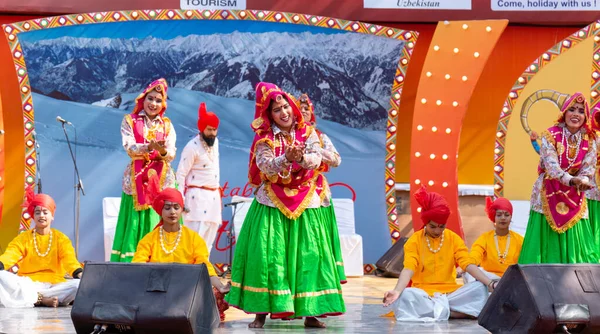 Фаридабад Харьяна Индия Февраль 2020 Молодые Индийские Танцоры Исполняют Региональные — стоковое фото