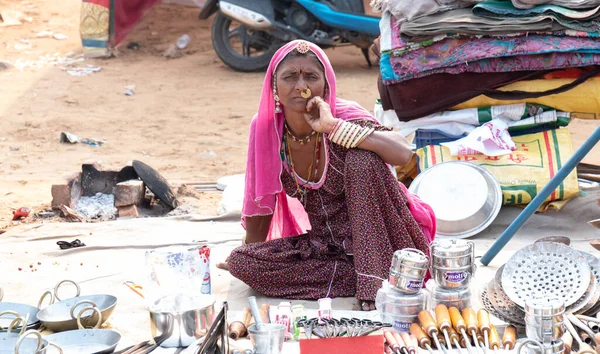 Pushkar Rajasthan India November 2019 Indian People Selling Products Pushkar — Stock Photo, Image