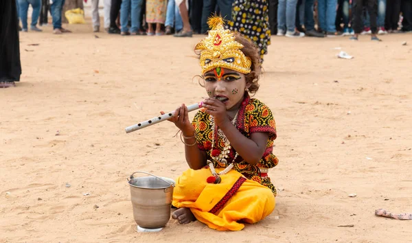 Pushkar Rajasthan Índia Novembro 2019 Bonito Tipo Indiano Maquiagem Lord — Fotografia de Stock