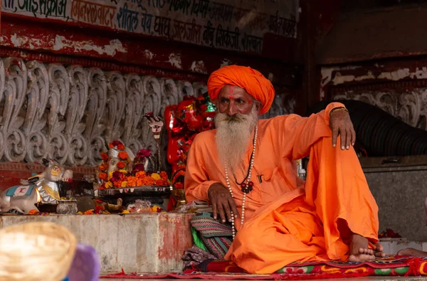 Pushkar Rajasthan Indien November 2019 Porträt Des Indischen Sadhu Baba — Stockfoto