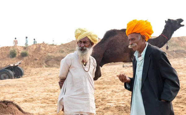 Pushkar Rajasthan India November 2019 Portrait Camel Trader Indian Man — стоковое фото