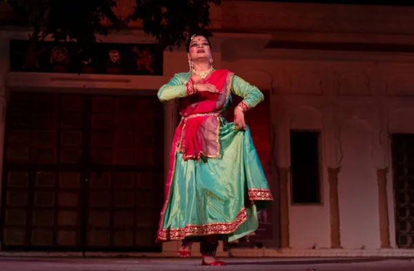 Indian Classic Dancer Klasszikus Kathak Táncformát Elő Pushkar Camel Fair — Stock Fotó