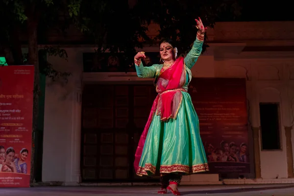 Індійський Класичний Танцівник Виконує Класичний Танець Катак Pushkar Camel Fair — стокове фото