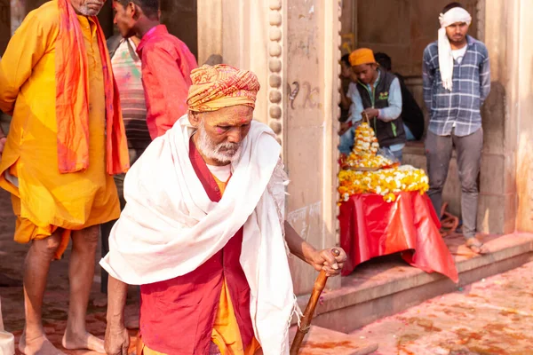 Barsana Uttar Pradesh Índia Março 2020 Retrato Pessoas Índia Participando — Fotografia de Stock