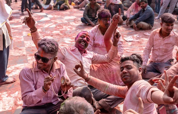 Barsana Uttar Pradesh India March 2020 Люди Віддані Беруть Участь — стокове фото