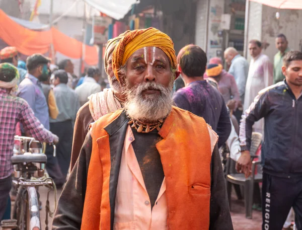 Barsana Uttar Pradesh India Marzec 2020 Portret Ludzi Indii Biorących — Zdjęcie stockowe