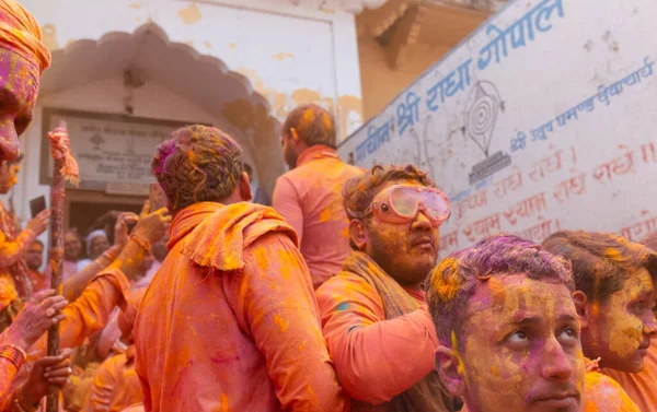 Barsana Uttar Pradesh Índia Março 2020 Pessoas Índia Participando Famoso — Fotografia de Stock