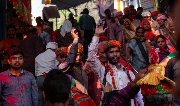 Barsana Uttar Pradesh India Március 2020 Színes Holi Fesztiválon Részt — Stock Fotó